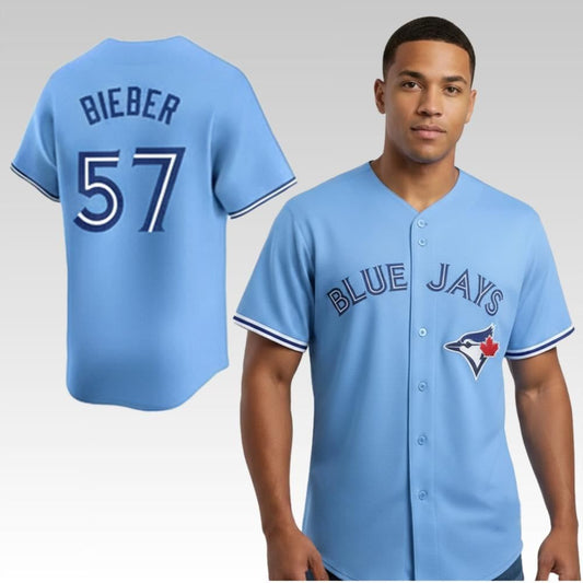 2025 Blue Jays Justin Bieber Shane Bieber 57 Jersey