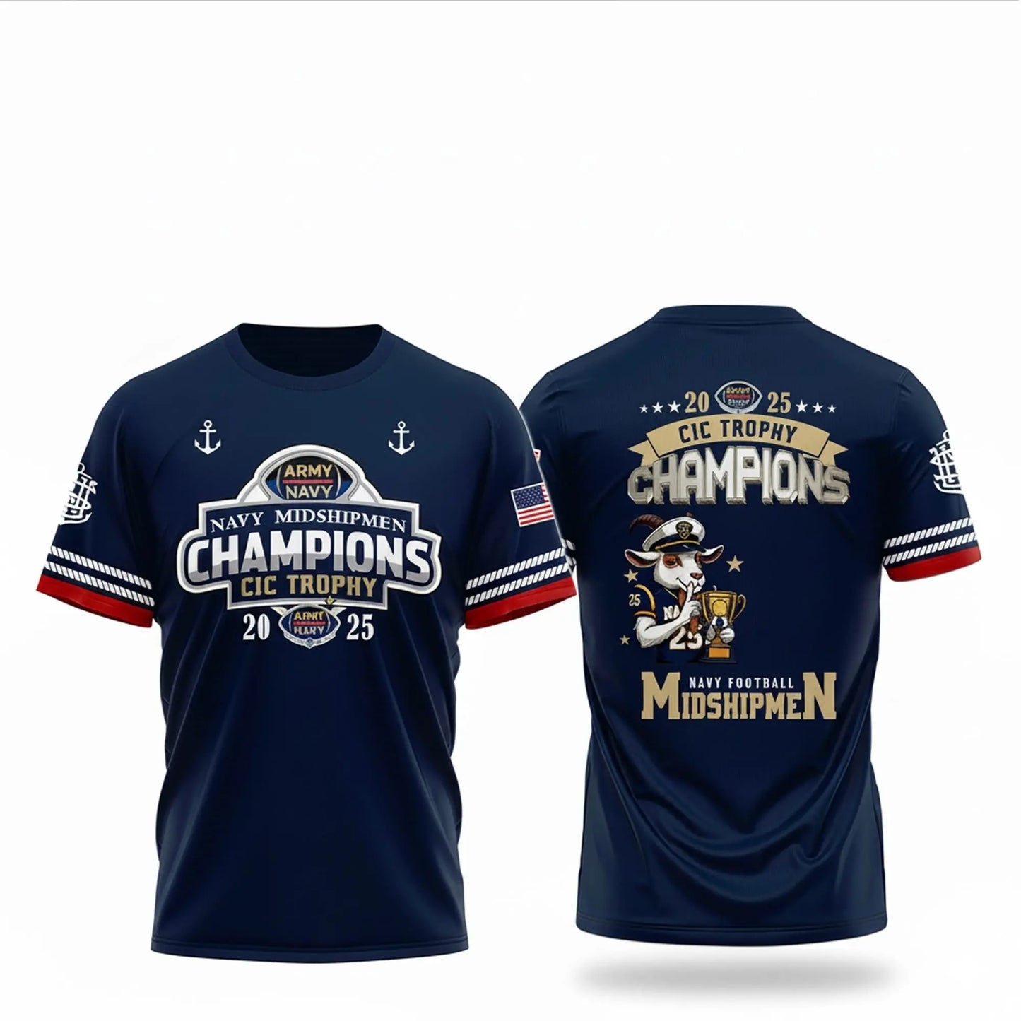 2025 Navy Midshipmen Back To Back CIC Trophy Champions Shirt