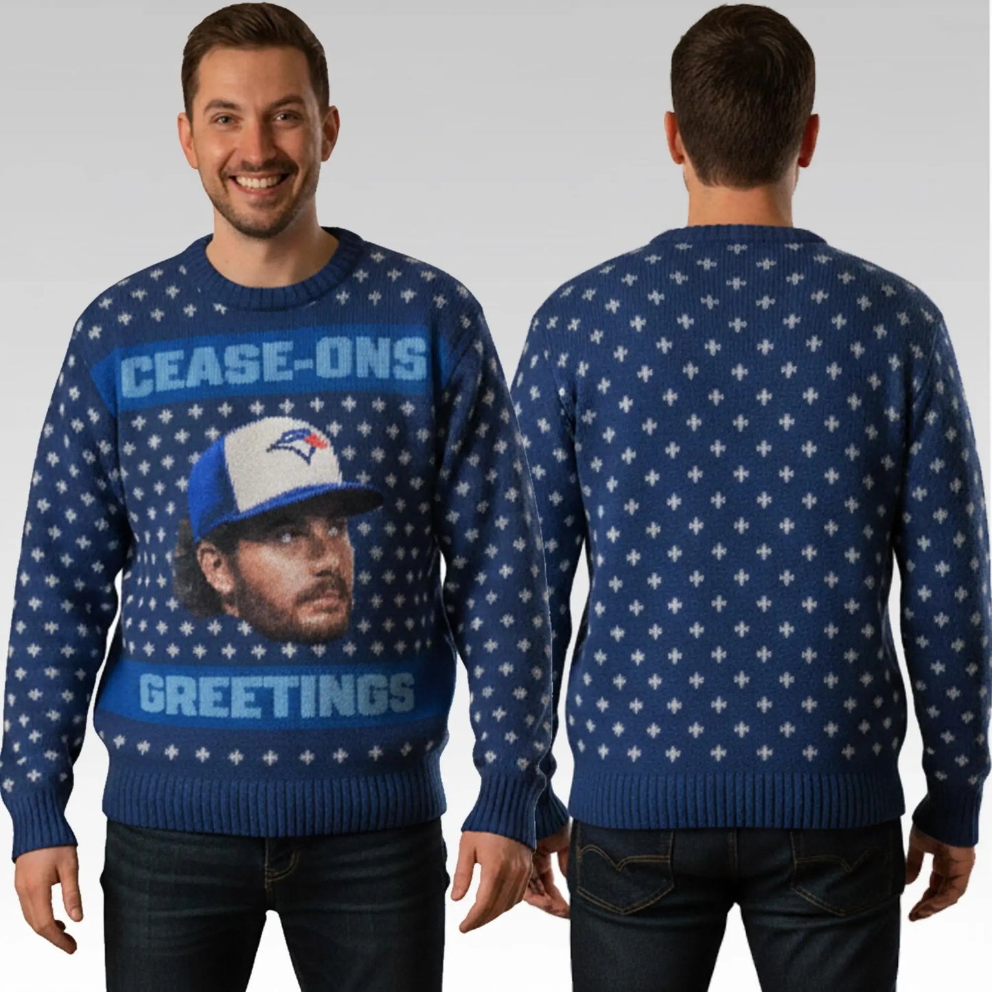2026 Dylan Cease Blue Jays Case Ons Greetings Ugly Sweater Bigfirefashion