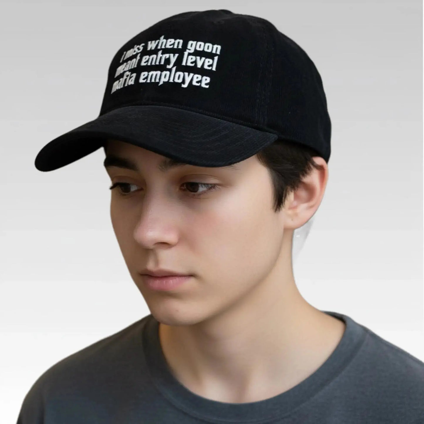 I Miss When Goon Meant Entry Level Mafia Employee Corduroy Hat Bigfirefashion