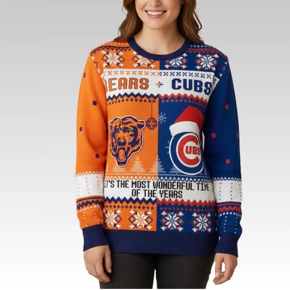 2025 Bears Cubs It’s The Most Wonderful Time Of The Year Ugly Sweater Christmas - Bigfirefashion