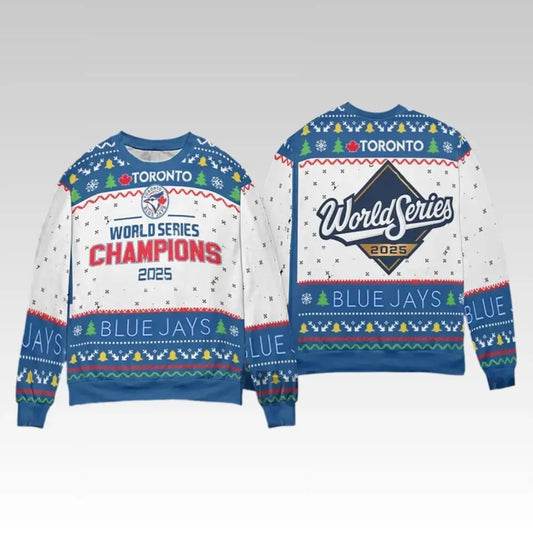 2025 Blue Jays World Series Champions Sweater Ugly Christmas - Bigfirefashion