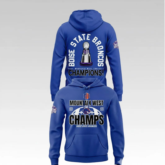 2025 Boise State Broncos Champions Mountain West Football Hoodie Bigfirefashion