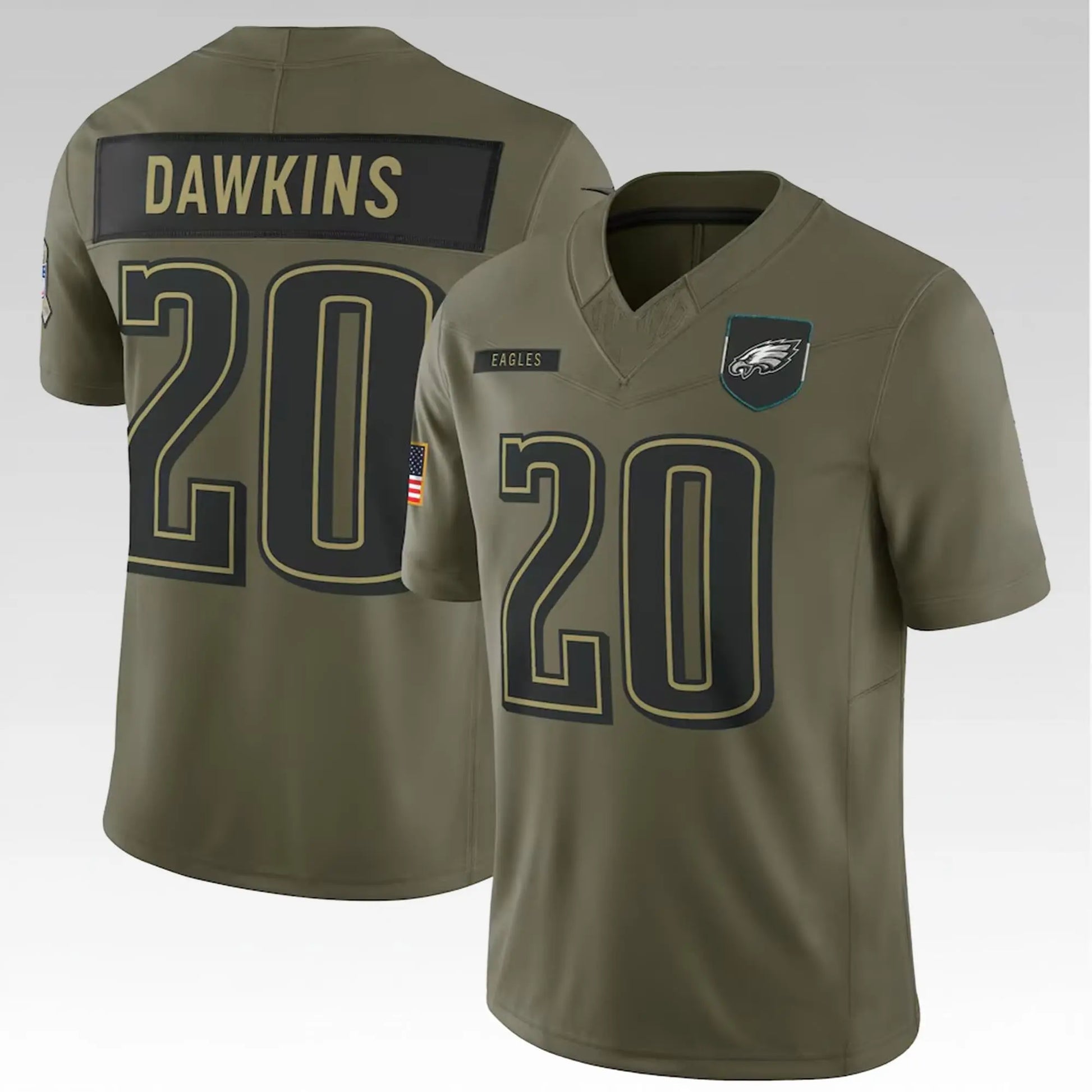 2025 Brian Dawkins Philadelphia Eagles Salute To Service Jersey - Bigfirefashion