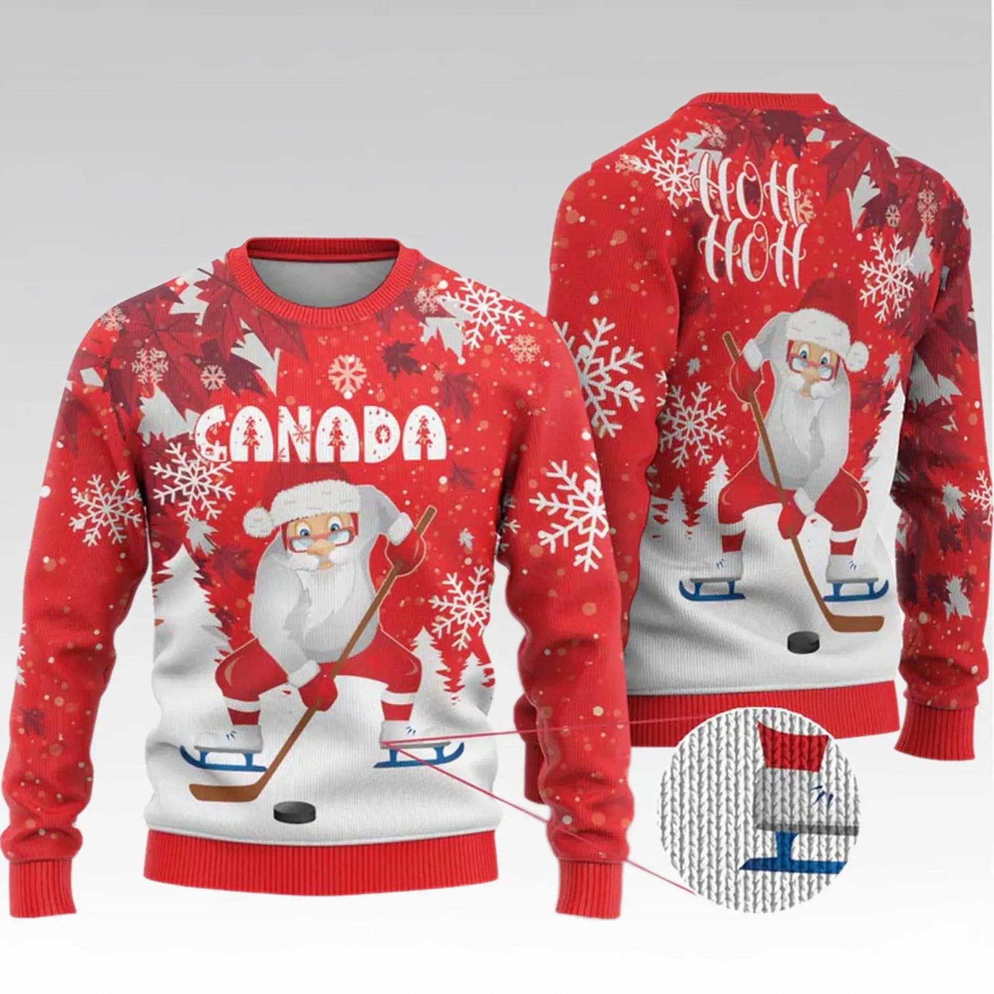 2025 Canada Santa Play Hockey Ugly Christmas Sweater - Bigfirefashion
