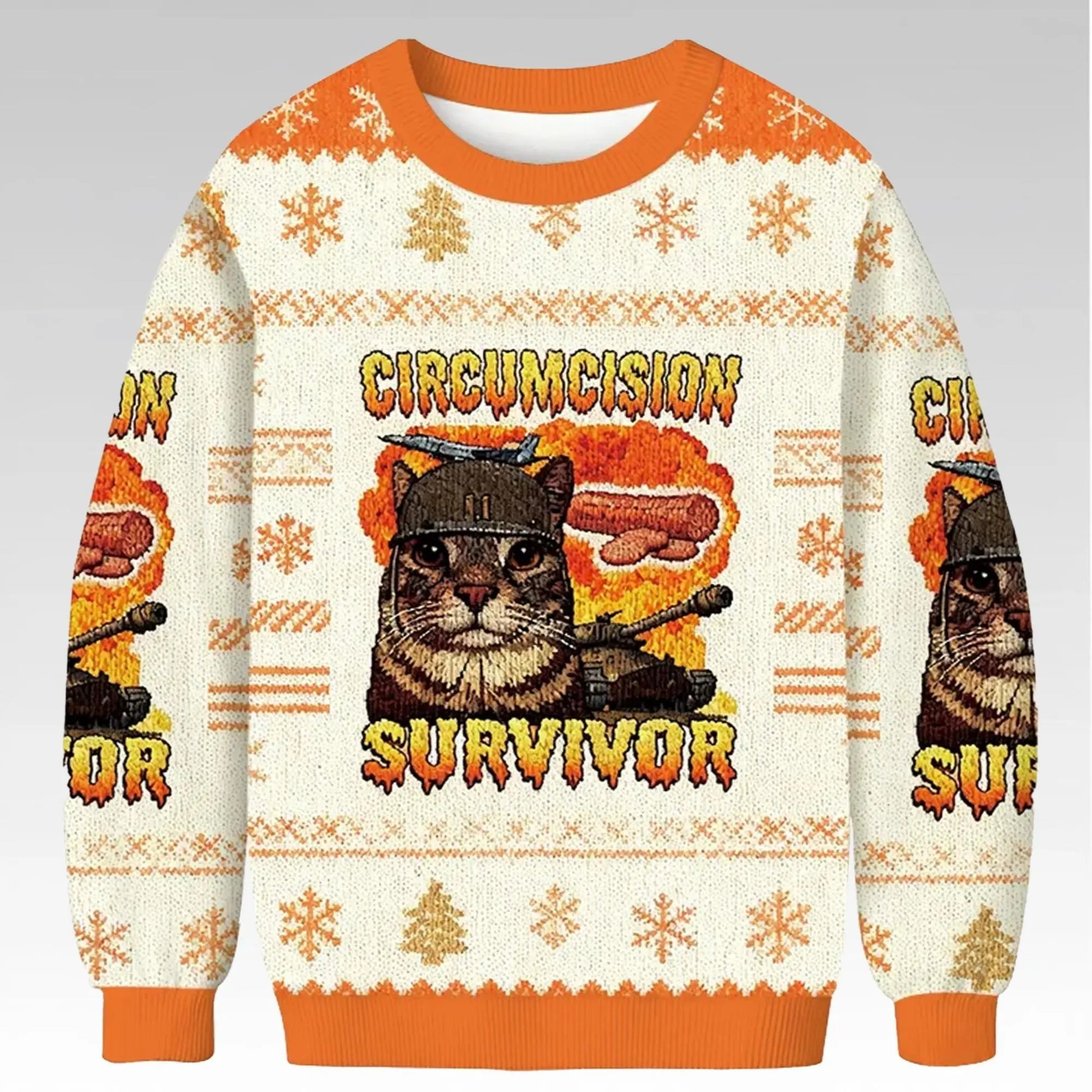 2025 Cat Circumcision Survivor Ugly Christmas Sweater - Bigfirefashion