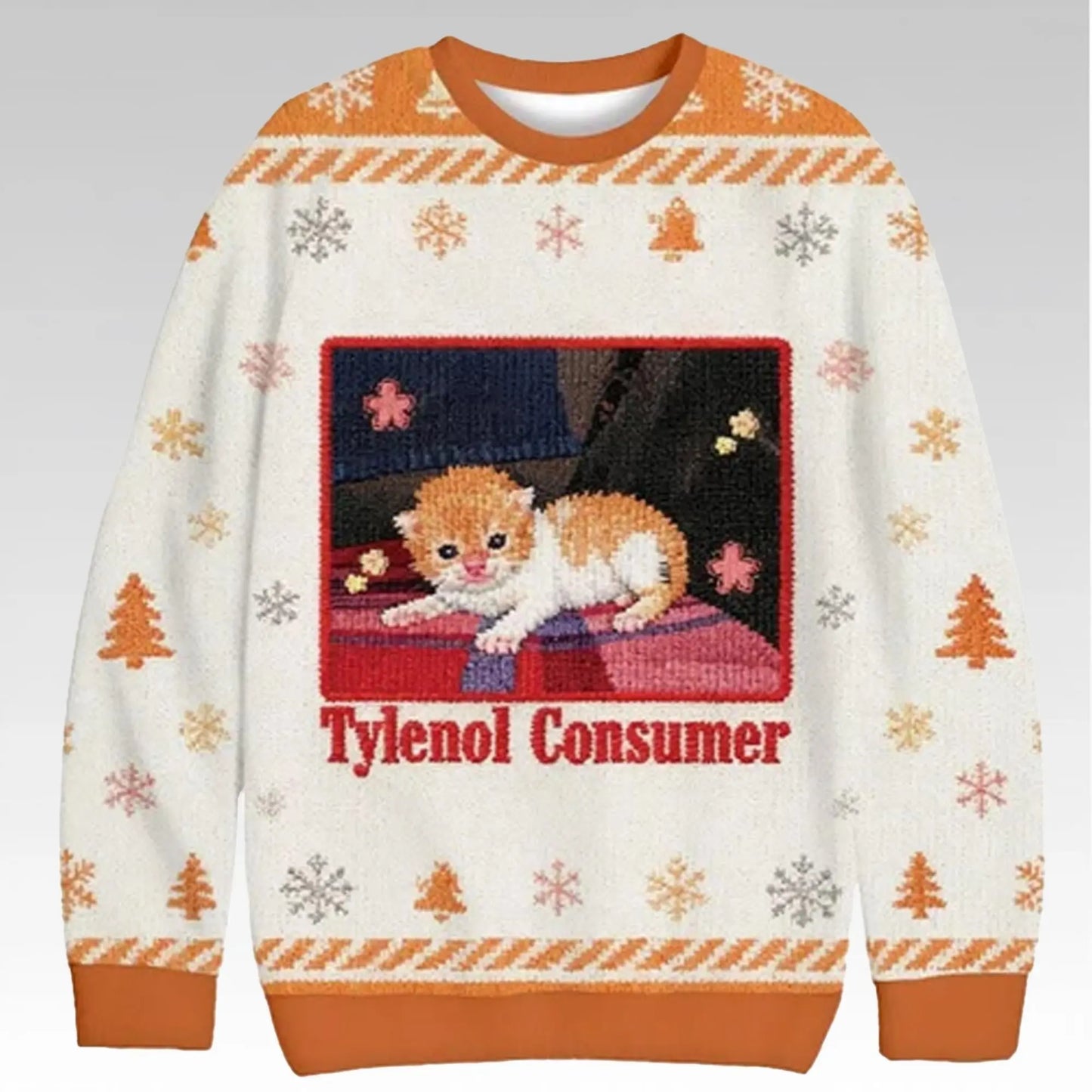 2025 Cat Tylenol Consumer Ugly Christmas Sweater - Bigfirefashion