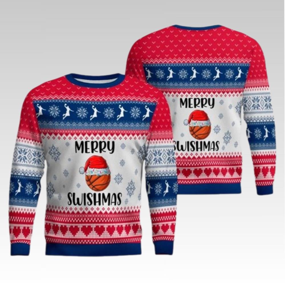 2025 Christmas Basketball Merry Swishmas Ugly Sweater
