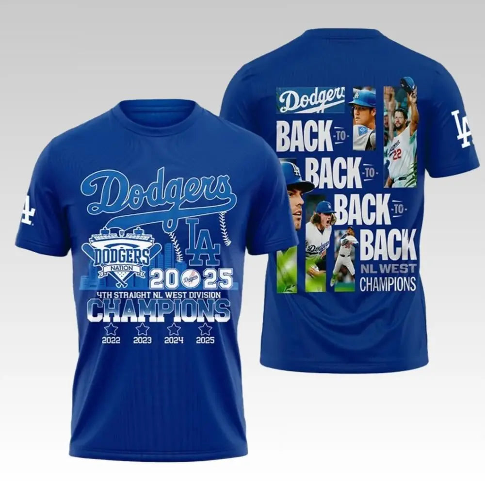 2025 Dodgers Back To Back Division Champs Shirt - Bigfirefashion