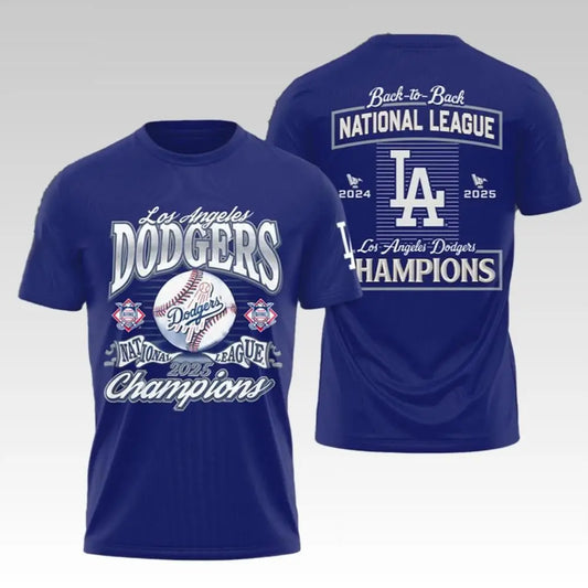 2025 Dodgers Back To Back National League Champions Shirt - Bigfirefashion