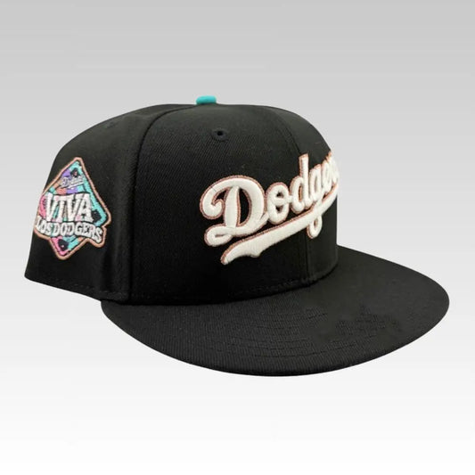 2025 Los Angeles Dodgers Black Scrip Viva Hat - Bigfirefashion