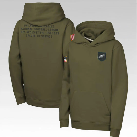 2025 Philadelphia Eagles Salute To Service Hoodie - Bigfirefashion