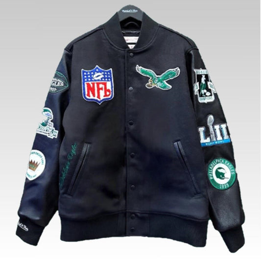 2025 Philadelphia Eagles Black Out Varsity Jacket