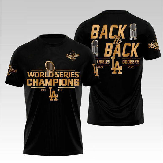 2025 World Series Champions Back To Back Dodgers 2024 Gold Shirt - Bigfirefashion