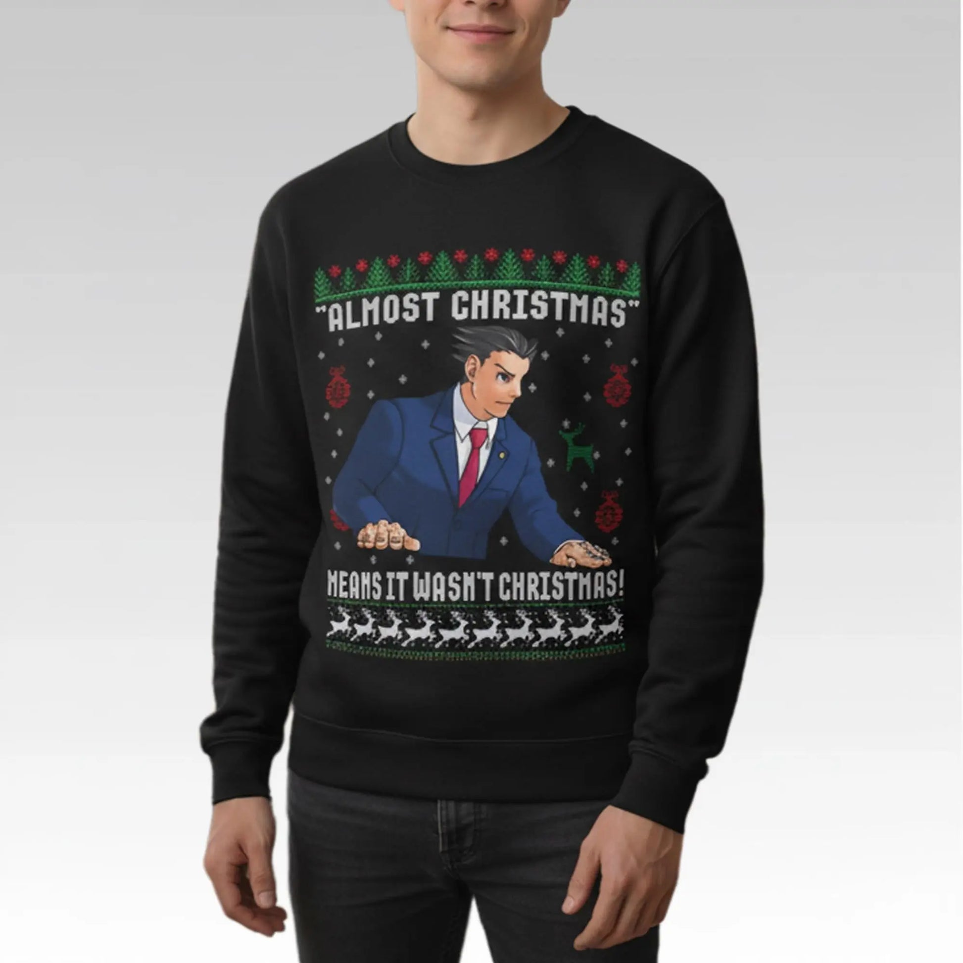 2025 Phoenix Wright Almost Christmas Means It Wasn't Christmas Ugly Sweater - Bigfirefashion