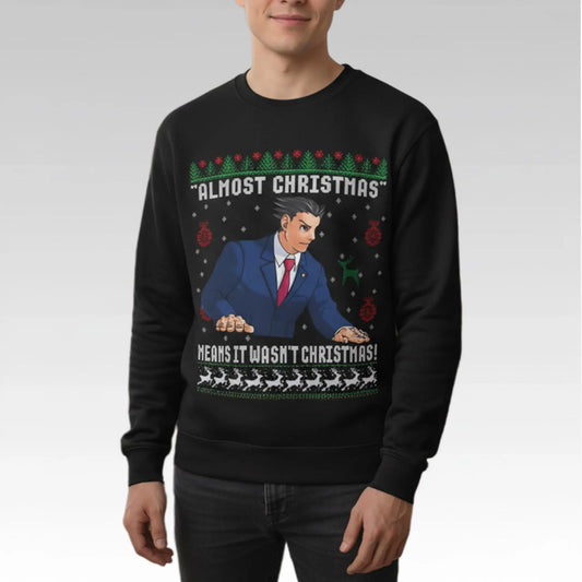 2025 Phoenix Wright Almost Christmas Means It Wasn't Christmas Ugly Sweater - Bigfirefashion