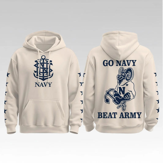 2026 Navy Midshipmen Go Navy Goat Beat Army Hoodie