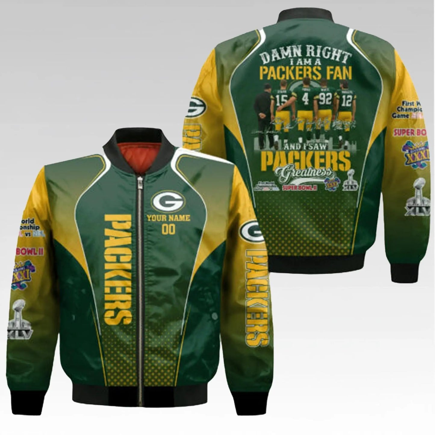 2026 Packers Damn Right I Am A Packers Fan And I Saw Packers Greatness Bomber Jacket