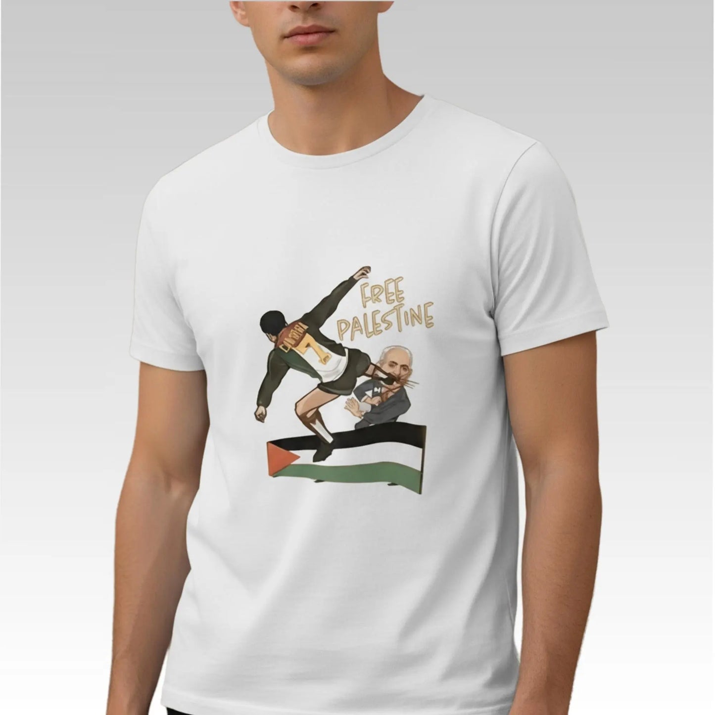 Cantona Free Palestine Kungfu Kick Netanyahu Shirt - Bigfirefashion