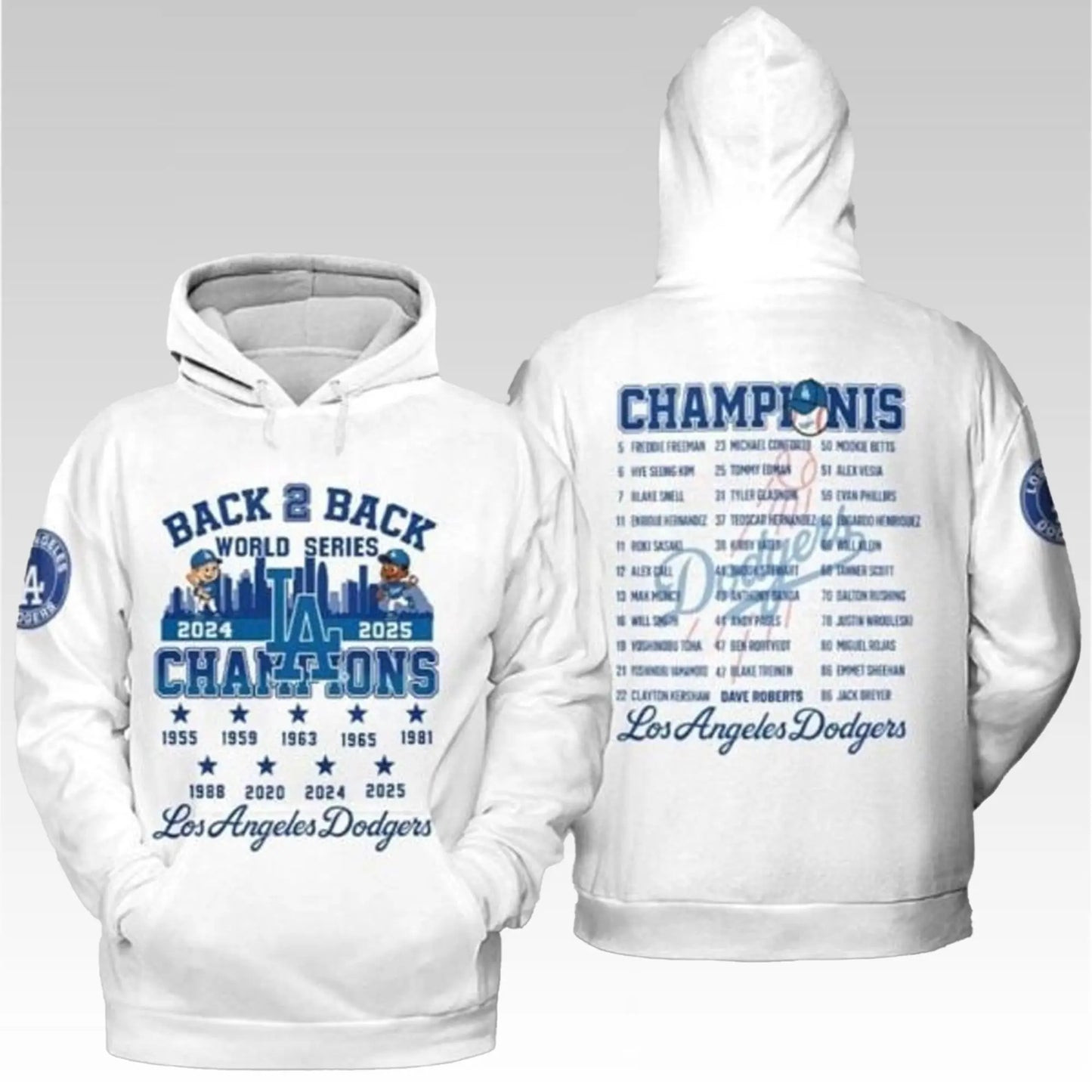 Dodgers Back 2 Back World Series Champions 2024-2025 Hoodie - Bigfirefashion