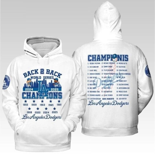 Dodgers Back 2 Back World Series Champions 2024-2025 Hoodie - Bigfirefashion