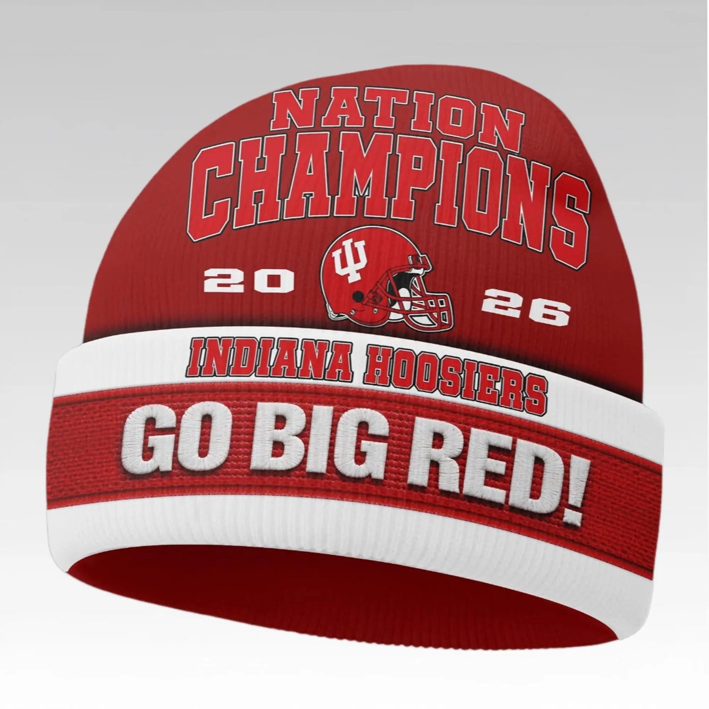 Indiana Hoosiers National Champions Go Big Red Beanie Hat Bigfirefashion