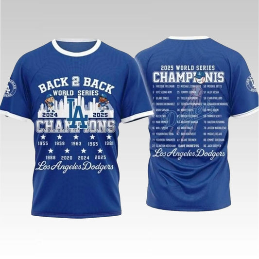 LA Dodgers Back 2 Back World Series Champions 2024-2025 Shirt - Bigfirefashion